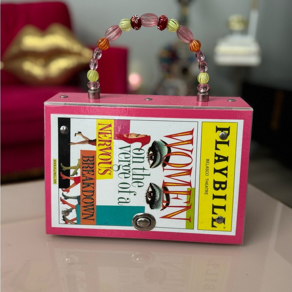 One of a kind, original Broadway Playbill Beaded Handle Box Clutch
